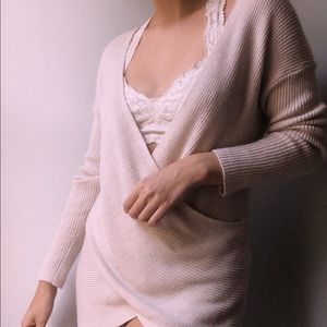 Cream colored crossover sweater
